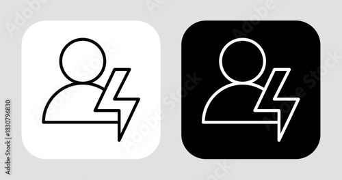 Power Within Icon In Black and White Line Style