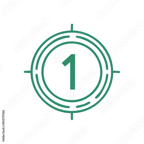 Number One in a Green Circle with Crosshairs