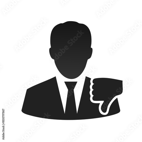 Silhouette of a Man in Suit with Thumbs Down Gesture, Negative Concept