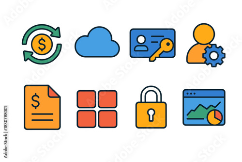Financial and digital security icons for web and application design
