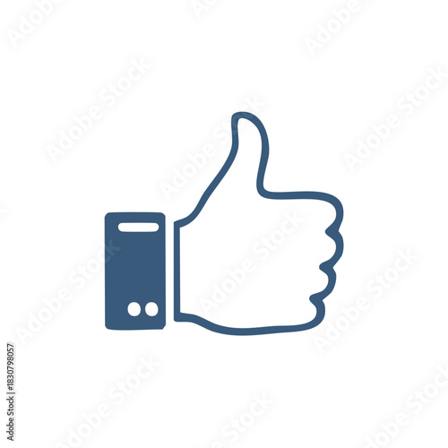 Thumbs up hand gesture icon symbolizing approval success and positive feedback on a clean background