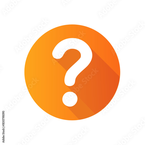 Question Mark Symbol, White Sign on Orange Circular Shape, Inquiry and Confusion Icon