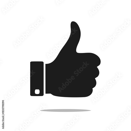 Black silhouette hand gesture with thumb up symbol of approval and positive concept