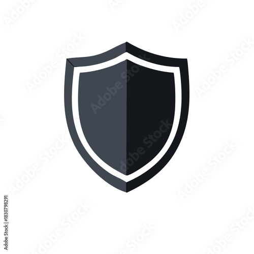 Modern minimal dark gray shield icon representing security, protection, and defense