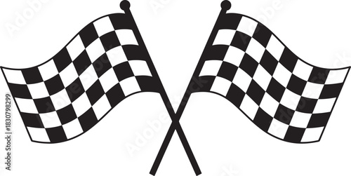 Two Crossed Checkered Racing Flags Vector Illustration Isolated checkered flag race