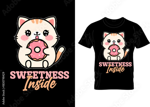 KAWAI CAT T-SHIRT DESIGN  Playful Kawaii Cat Vector – Cute Cartoon Animal Design vector creative custom elements appeal cloth cat lover design template tshirt