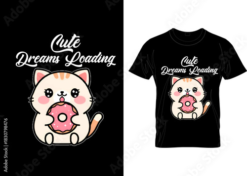 KAWAI CAT T-SHIRT DESIGN “Playful Kawaii Cat Vector – Cute Cartoon Animal Design vector custom appeal creative graphic cloth elements design template