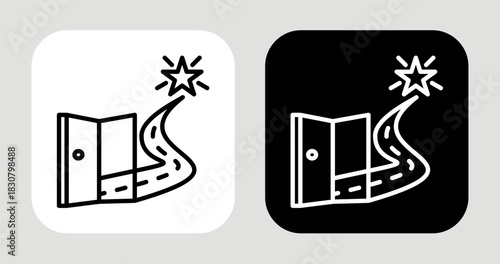 Key to Sky Icon In Black and White Line Style