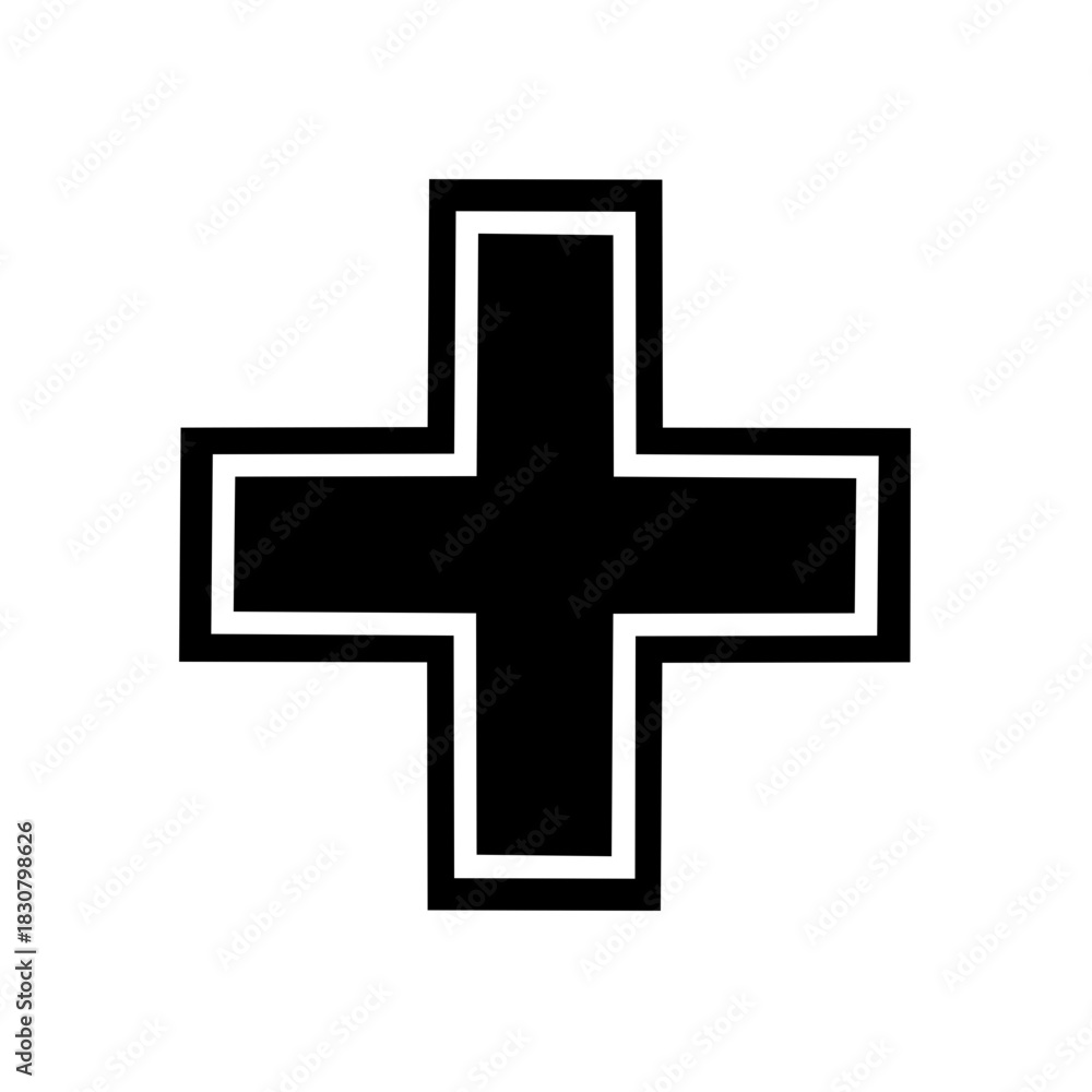 Fototapeta premium Black and white symbol of an Iron Cross, a simple graphic design element.