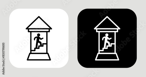 Rise Tower Icon In Black and White Line Style