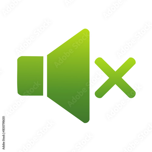 Muted audio icon with a green gradient on a white background