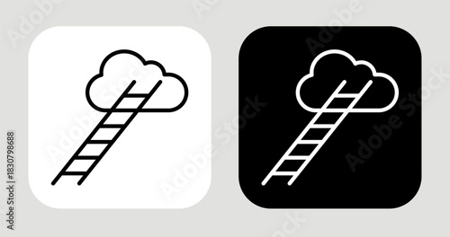 Beyond Cloud Icon In Black and White Line Style
