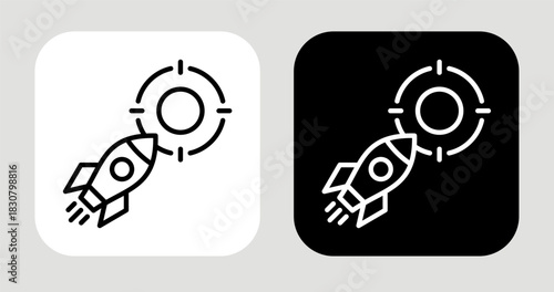 Launch Point Icon In Black and White Line Style
