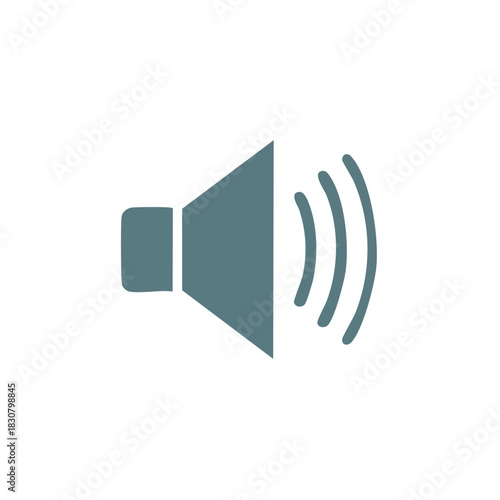 Modern flat design speaker icon with sound waves illustrating audio volume control interface