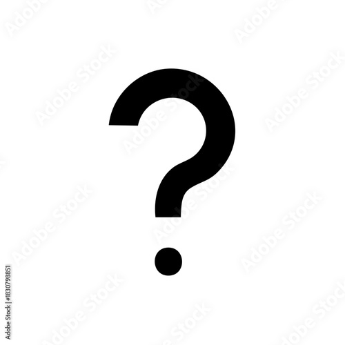 Simple black question mark icon illustration. Symbol of help, problem, and frequently asked questions.