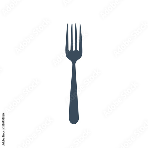 Minimalist blue fork icon, illustration isolated on a white background