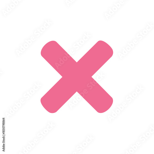 Pink X mark symbol icon graphic element for wrong delete or close concept