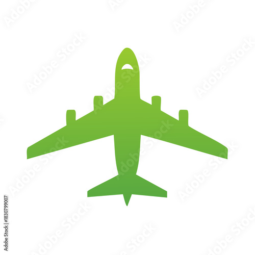 Green airplane flying icon transportation and travel design vector illustration