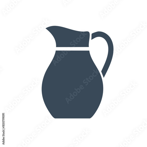 Simple flat vector icon of a water pitcher or jug for beverages
