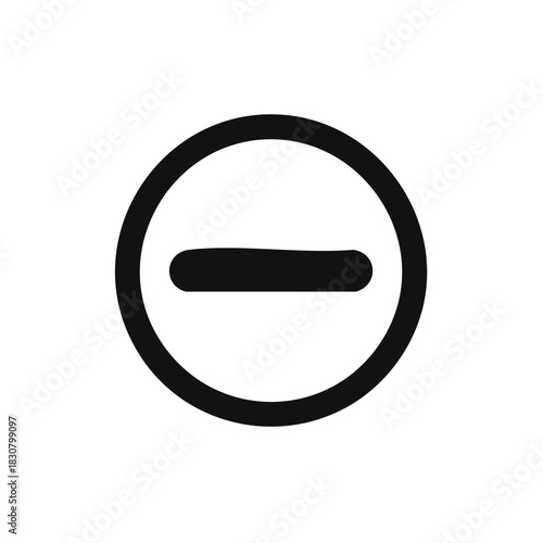 Subtract Icon Illustration Black Circle with Dash Symbol Minimalist Style