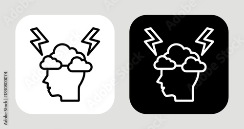 Mindstorm Icon In Black and White Line Style