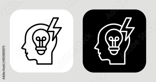 Idea Spark Icon In Black and White Line Style