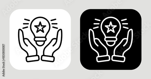 Light Bulb Pop Icon In Black and White Line Style