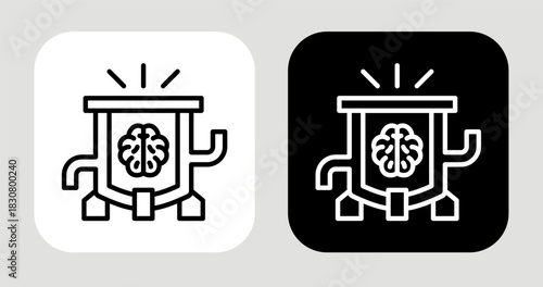 Thought Reactor Icon In Black and White Line Style