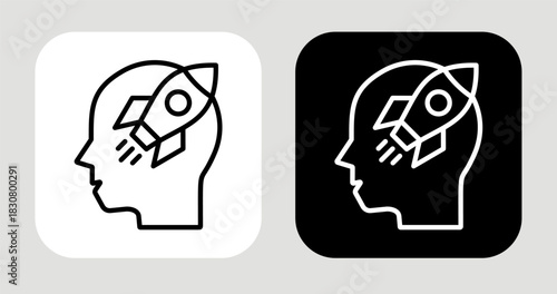 Mind Launchpad Icon In Black and White Line Style