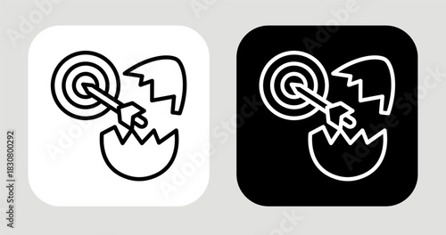 Vision Hatch Icon In Black and White Line Style