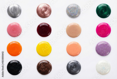 Assorted Fashionable Nail Art Color Palette Top View