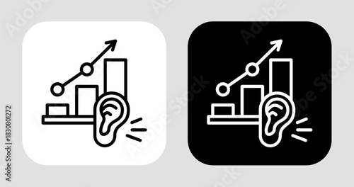 Market Vibe Icon In Black and White Line Style