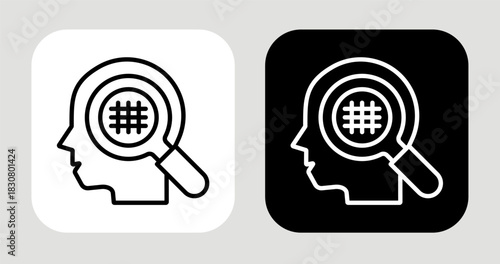 Pattern Seeker Icon In Black and White Line Style
