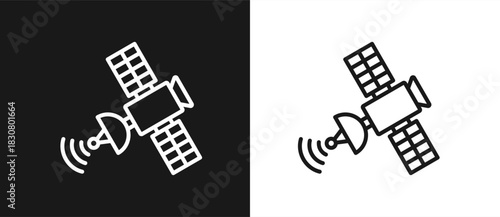 Satellite Outline Style In White And Black Background