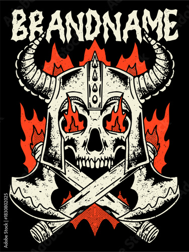 tshirt illustration design metal band merchandise viking