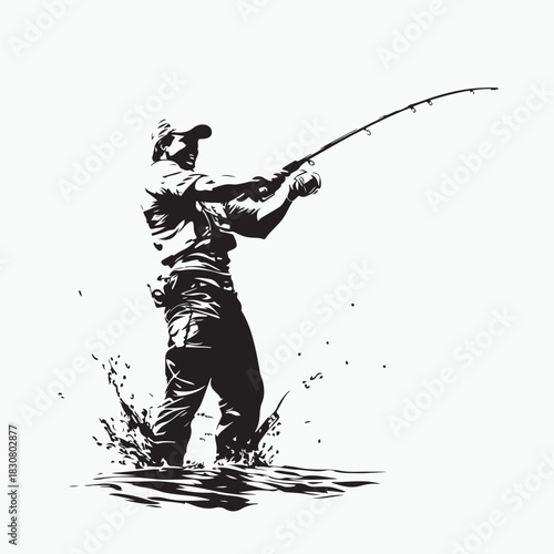 man fishing on the river