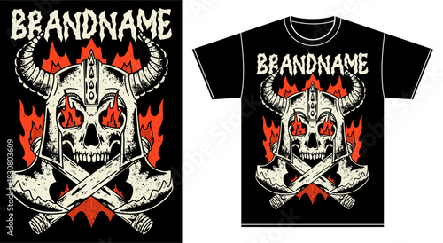 tshirt illustration design metal band merchandise viking