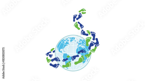 Illustration of a globe surrounded by interconnected green and blue puzzle pieces on a white background with a symbolic representation of global unity.