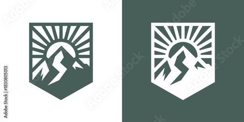 peak sun. mountain sun vector icon logo design.