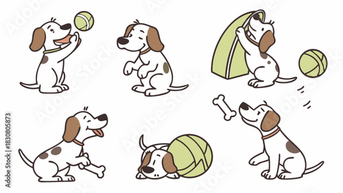 Playful Puppies Enjoying Activities with Toys for Pet Care Marketing, Children's Books, and Website Design, Bringing Joy and Energy