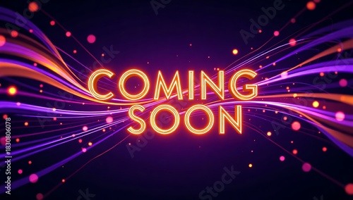 Night event scene showcasing neon golden words 