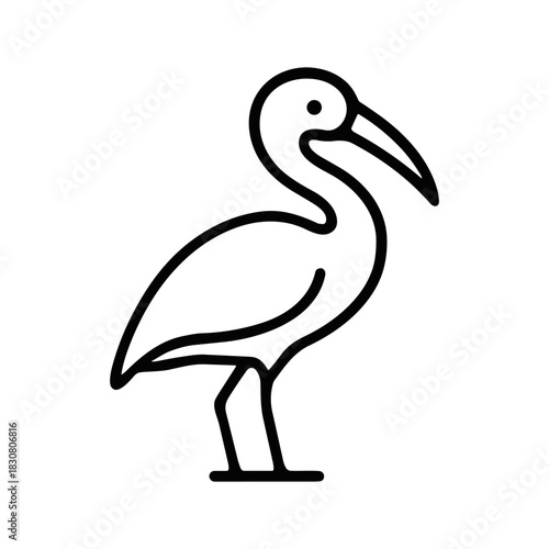 Minimalist Stork Vector Illustration in Simple Line Art Style