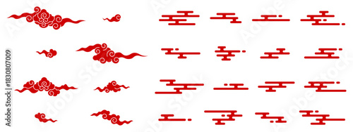 Chinese cloud set, Japanese clouds, asian icon collection