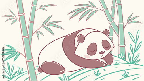 Peaceful Panda Sleeping in Bamboo Forest for Eco-Friendly Marketing, Wildlife Conservation, Children's Books, Calm Website Design, Relaxing Nature Content