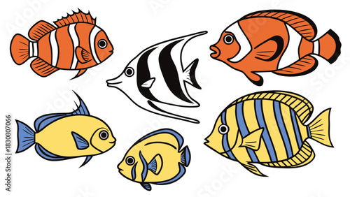 Vibrant Tropical Fish Schooling Underwater for Ocean Life Education and Marine Biology Projects