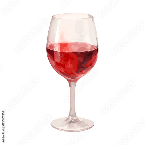 Red Wine Glass Vector Illustration with Soft Gradient Effect
