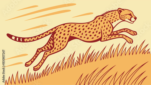 Dynamic Cheetah Sprinting Through Grass. Business Speed, Agility, Efficiency, Quick Delivery, Wildlife, Sports Marketing