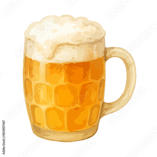 Mug of Beer with Foam Vector Illustration