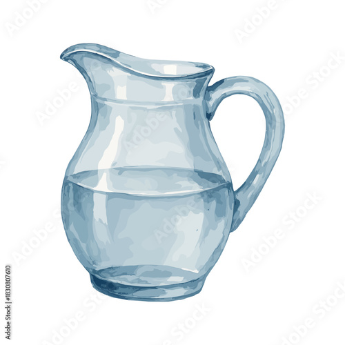Glass Pitcher with Water Vector Illustration