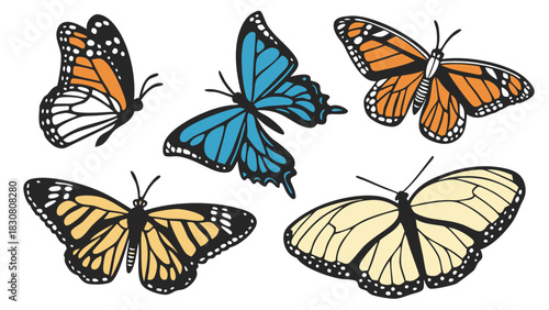 Vibrant Butterfly Illustration Set for Spring Summer Marketing Nature Education Web Design and Creative Graphic Projects